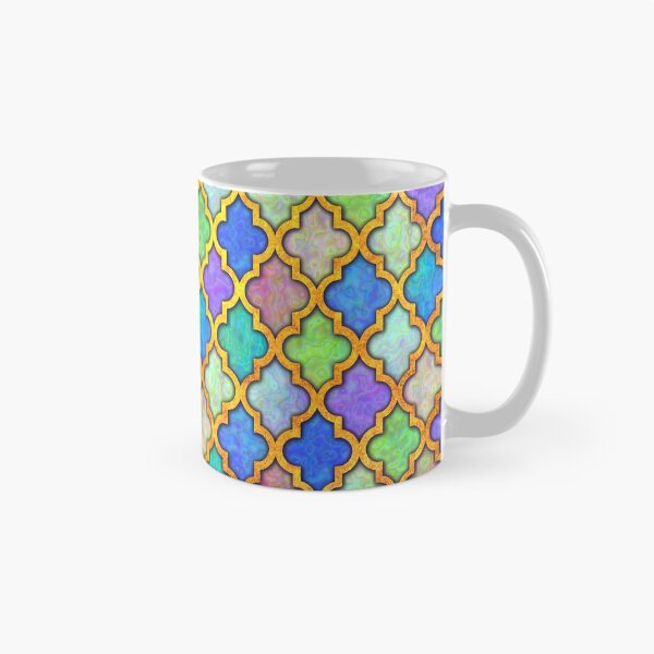 Item preview, Moroccan tile iridescent pattern green aqua designed and sold by Red Witch Art.