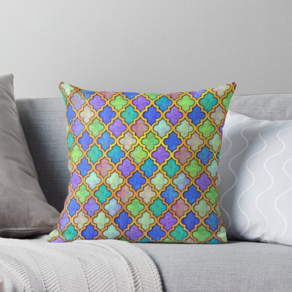 Item preview, Moroccan tile iridescent pattern green aqua designed and sold by Red Witch Art.