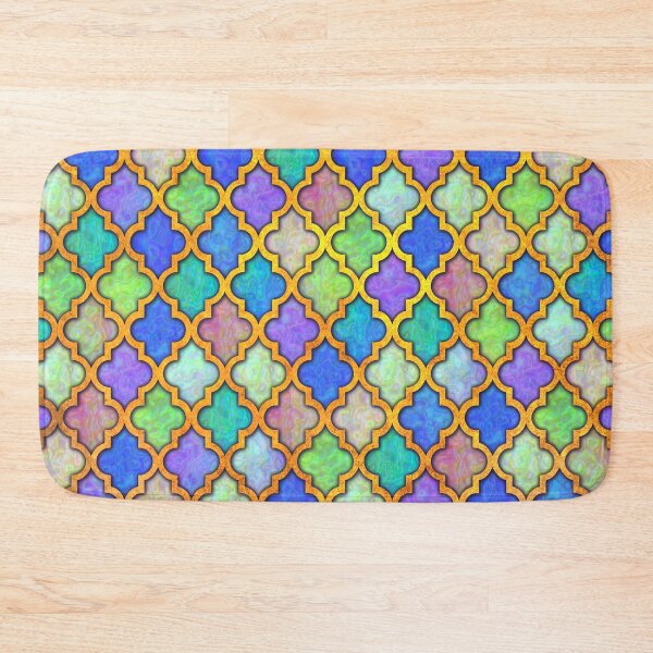 Item preview, Moroccan tile iridescent pattern green aqua designed and sold by Red Witch Art.