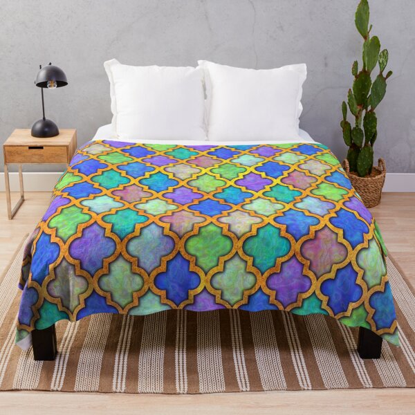 Item preview, Moroccan tile iridescent pattern green aqua designed and sold by Red Witch Art.