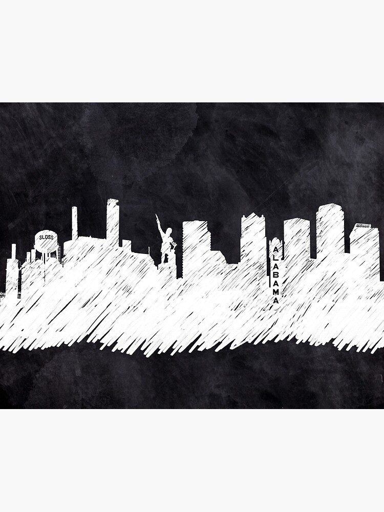 "Landmark Skyline Birmingham Alabama Chalkboard Art" Art Print for