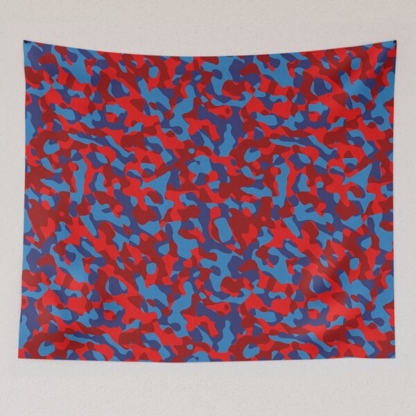 Aperçu de l'œuvre Red and Blue Camouflage Colorful Camo Pattern créée et vendue par RootSquare.