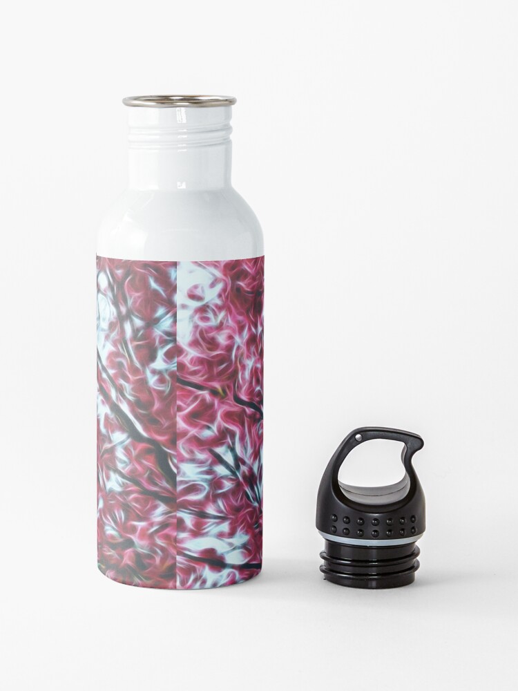 Alternate view of Magical Cherry Blossoms - Dark Pink Floral Abstract Art - Springtime Water Bottle