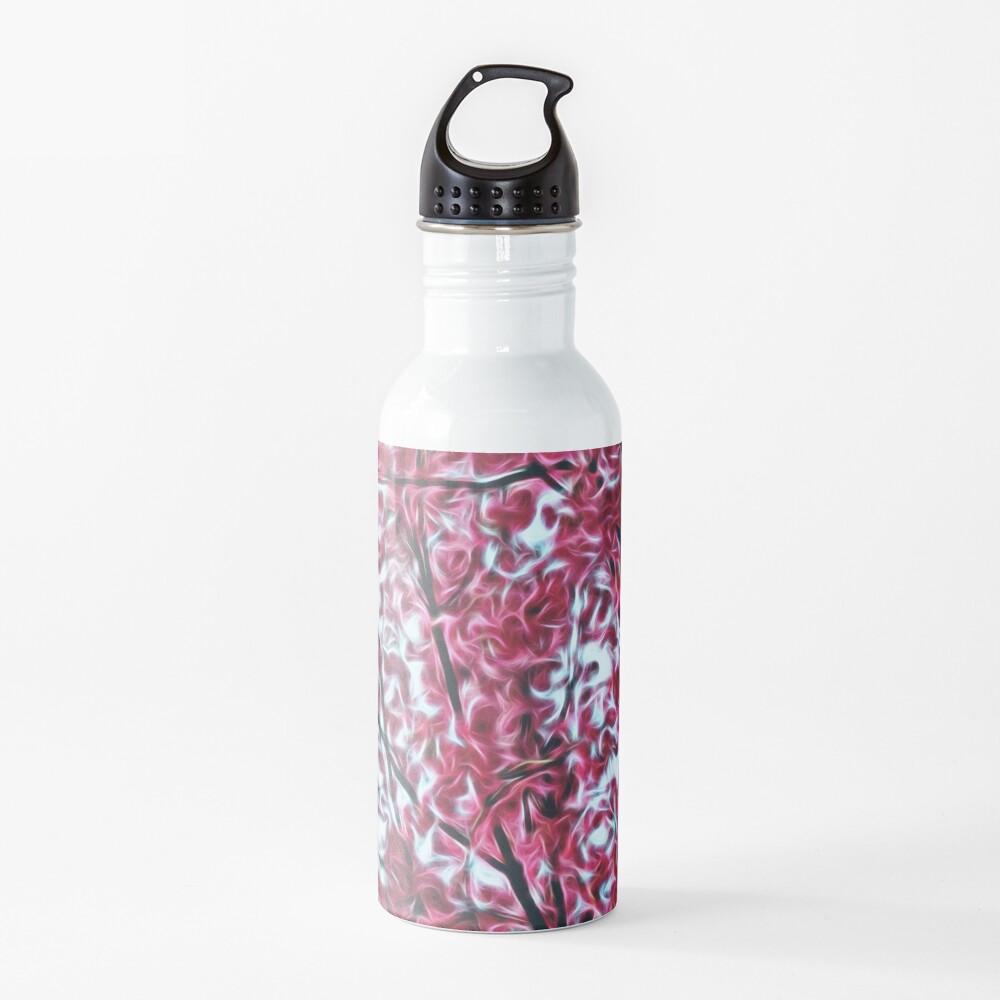 Magical Cherry Blossoms - Dark Pink Floral Abstract Art - Springtime Water Bottle