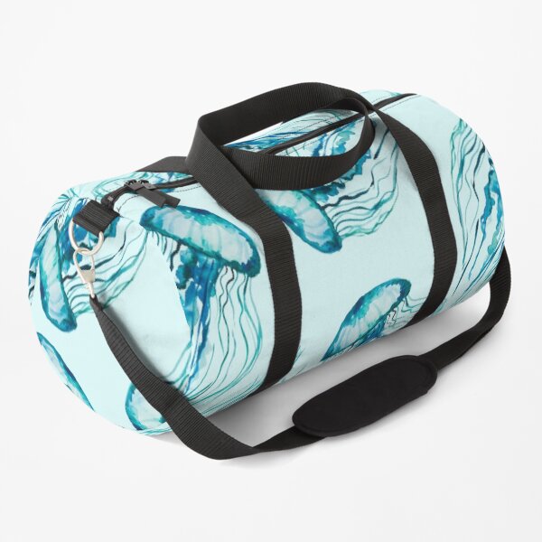 Aqua Watercolor Jellyfish pattern Duffle Bag