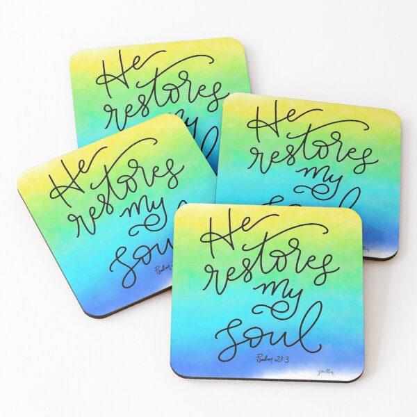 Item preview, Bible Verse Artwork - He Restores My Soul - Psalm 23 designed and sold by Joellen Armstrong.