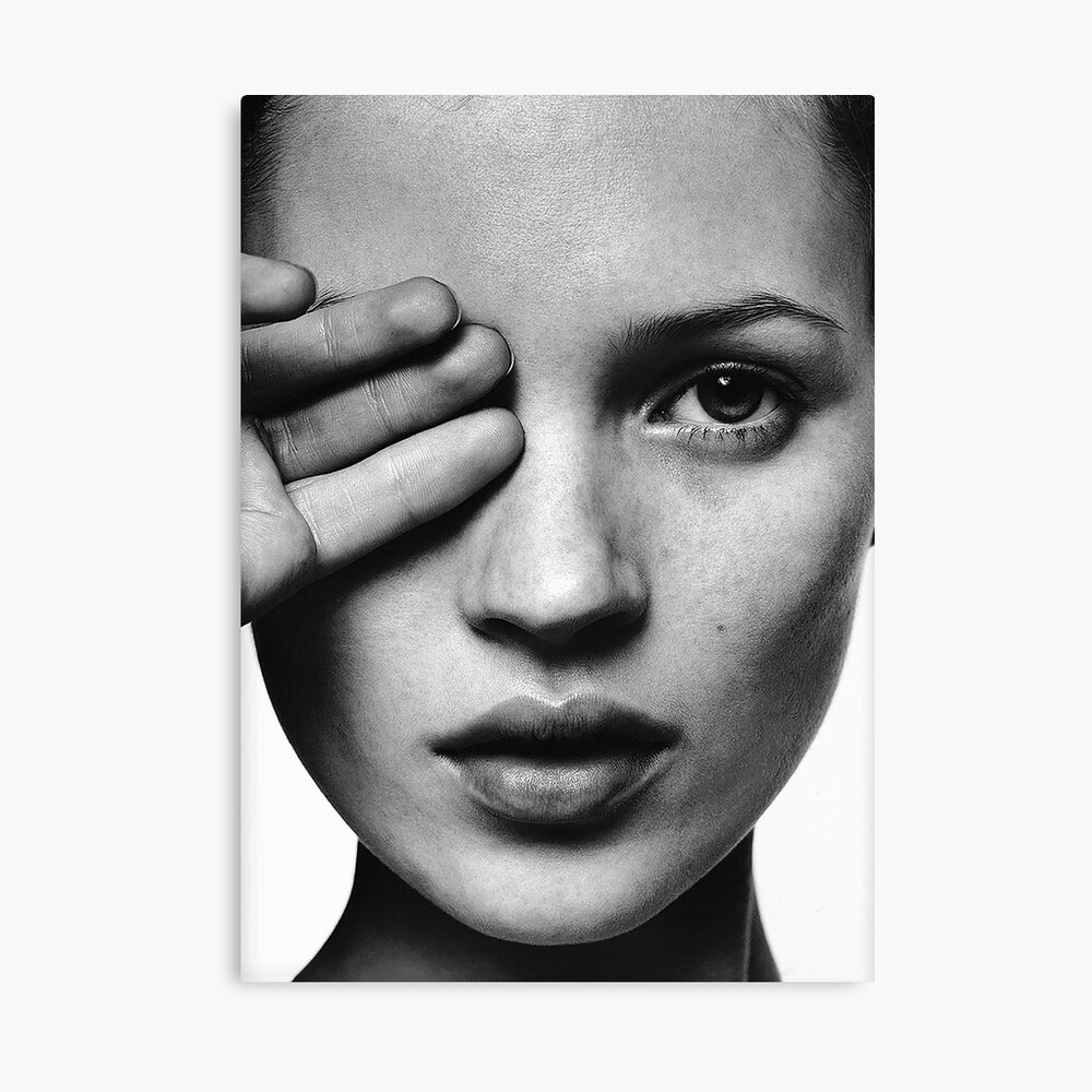 Kate Moss Portrait, Black and White Art Photographic Print