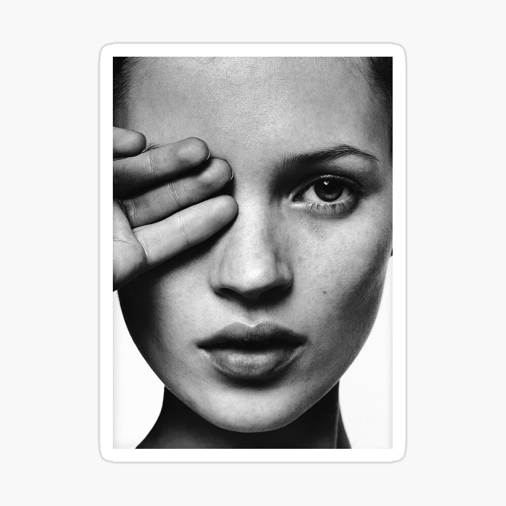 Kate Moss Portrait, Black and White Art Photographic Print
