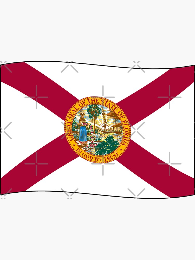 Florida Fl Official State Flag Ripple Wave Sticker For Sale By States Redbubble 3440