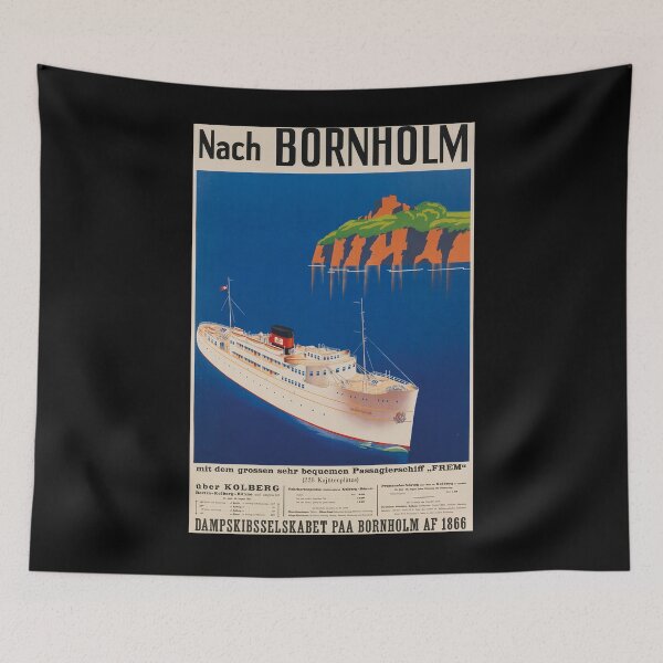 Item preview, Nach Bornholm vintage travel poster designed and sold by stickart-marek.