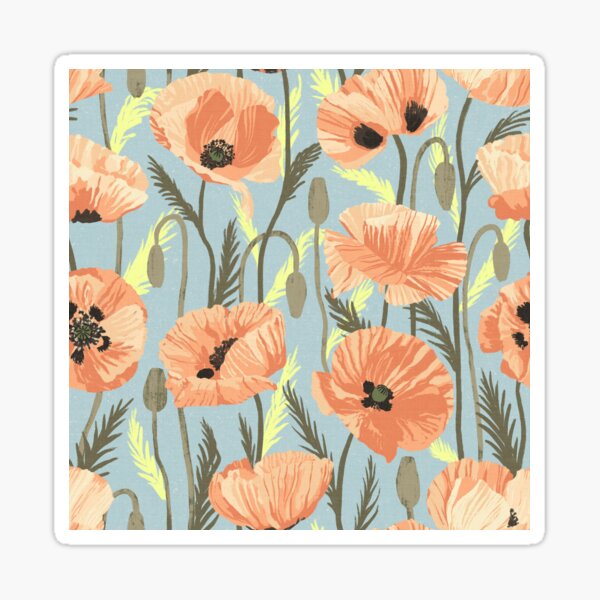 Orange Sunset Poppies Sticker