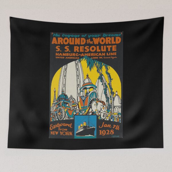Artikelvorschau, Around the World SS Resolute vintage travel poster entworfen und verkauft von stickart-marek.