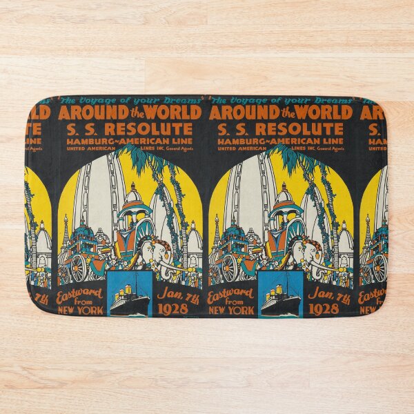 Item preview, Around the World SS Resolute vintage travel poster designed and sold by stickart-marek.