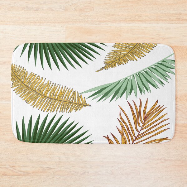 Item preview, Tropical Green and Golden Palm Leaves - White Background designed and sold by cloudedsunset.