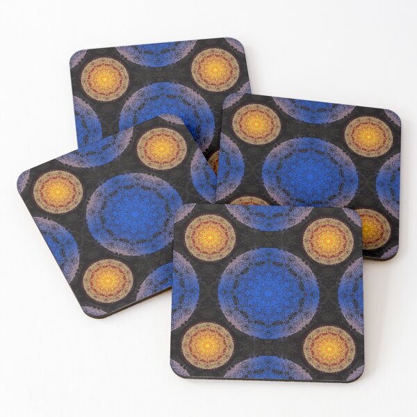 Item preview, Dark blue and orange mandala designed and sold by MandalaFlowerArt.