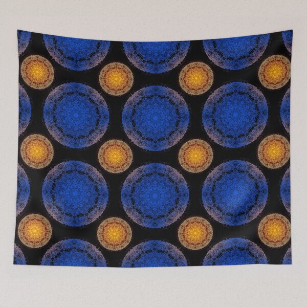 Item preview, Dark blue and orange mandala designed and sold by MandalaFlowerArt.