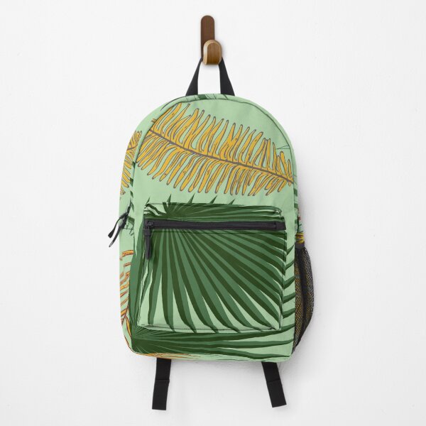Item preview, Tropical Green and Golden Palm Leaves - Green Background designed and sold by cloudedsunset.