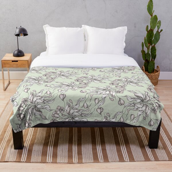 Item preview, Vintage floral seamless pattern with hand drawn flowering crocus designed and sold by MandalaFlowerArt.