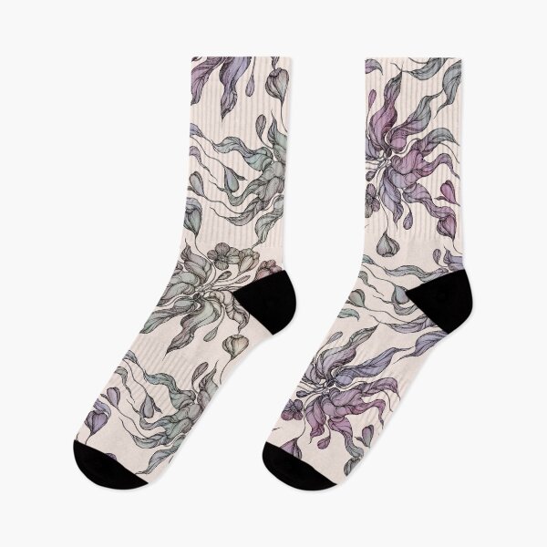 Item preview, purple vintage floral seamless pattern with hand drawn flowering crocus designed and sold by MandalaFlowerArt.