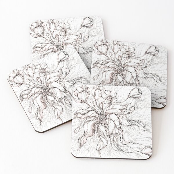 Item preview, Bridal Bouquet.Hand drawn watercolor and brown ink drawing  designed and sold by MandalaFlowerArt.