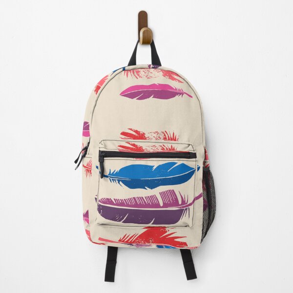 Item preview, Printed feathers illustration in blue, purple, red and pink designed and sold by Pia Kolle.