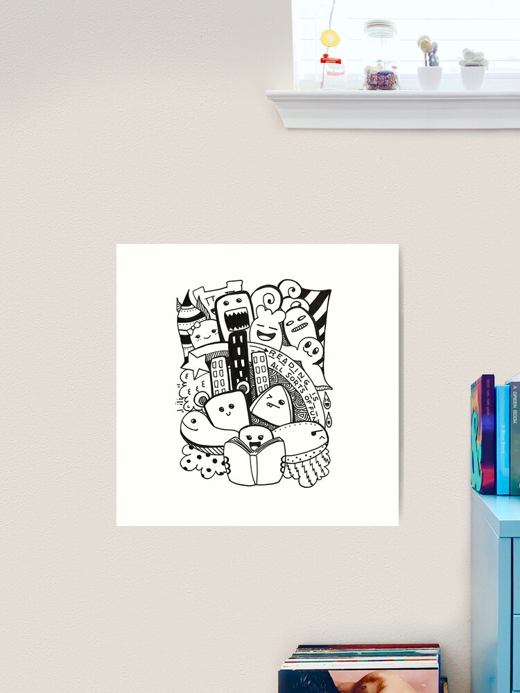 Reading Doodle Art Print