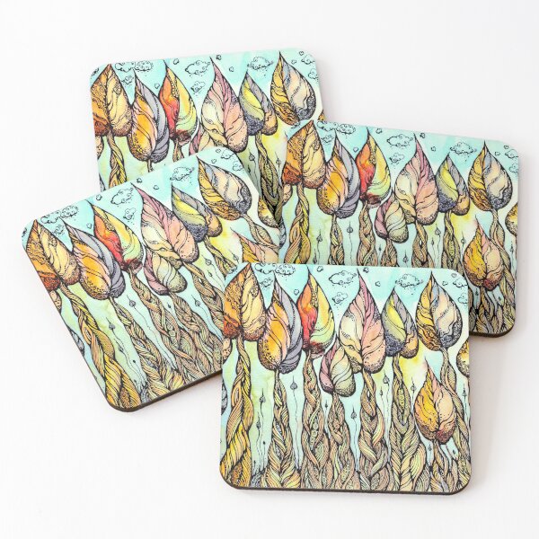 Item preview, Autumn grove. Hand drawn watercolor and ink drawing designed and sold by MandalaFlowerArt.