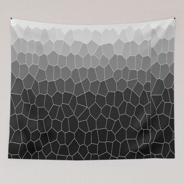 Item preview, OMBRE GRAIDENT DIP DYE BLACK LIGHT GREY AND DARK GREY STAINED GLASS CELLS PATTERN  designed and sold by ozcushions.