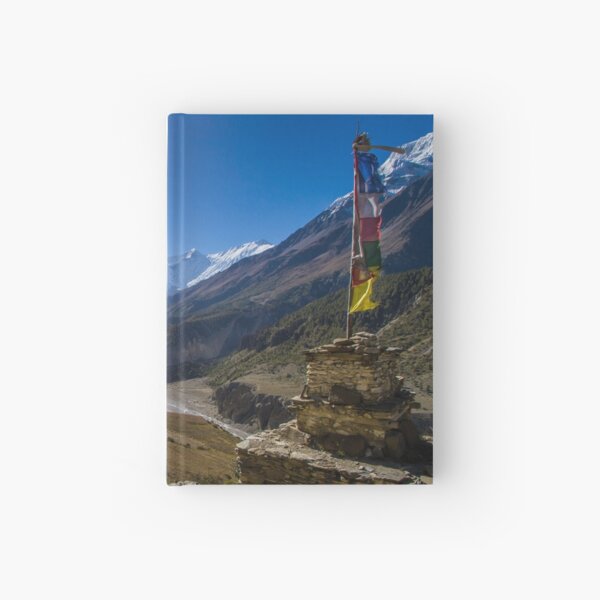 Tibetan Prayer Flags Over a Himalayan Valley Hardcover Journal