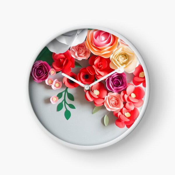 Papierblumen Uhr