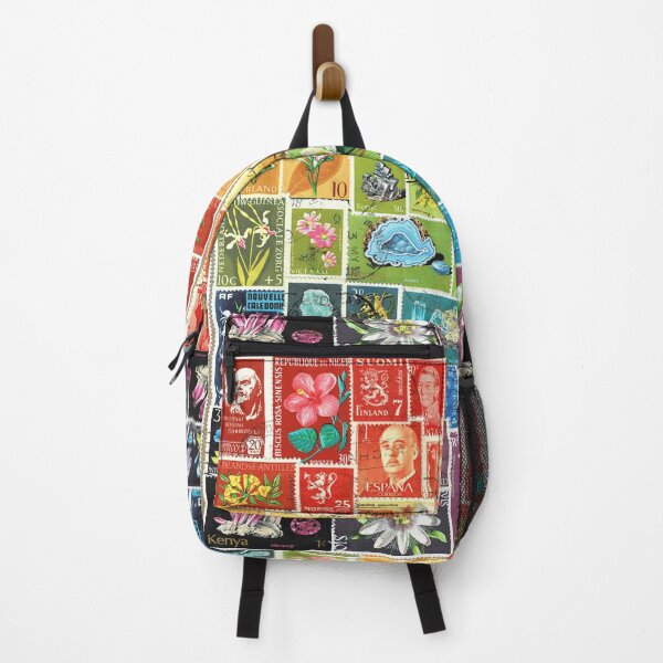 Item preview, Rainbow with Flowers, Postage Stamp Collage designed and sold by tanglecrafts.