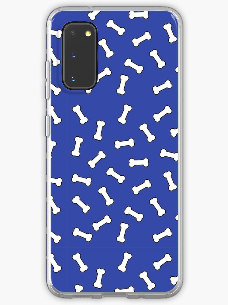 Blue and White Cartoon Dog Bone Pattern