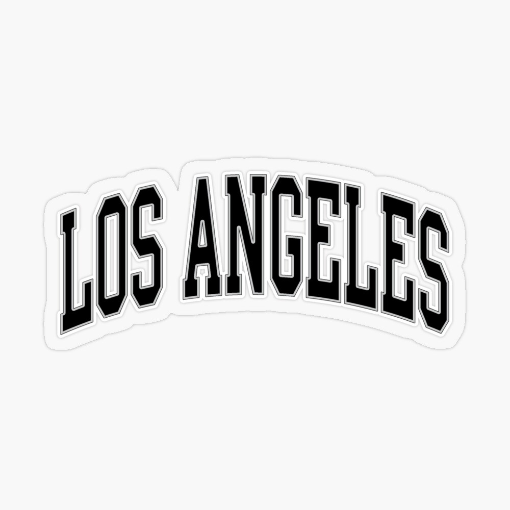 Los Angeles California Black Outline White Varsity Lettering Oval | Sticker