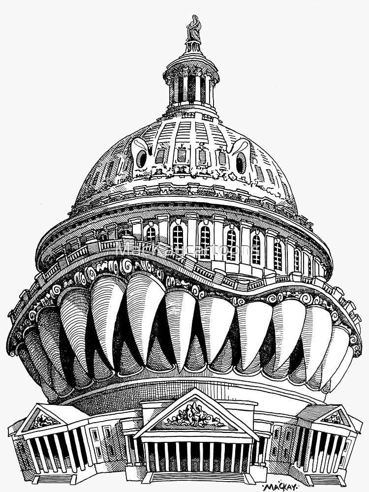 Thumbnail 3 of 3, Sticker, Angry Washington designed and sold by MacKaycartoons.