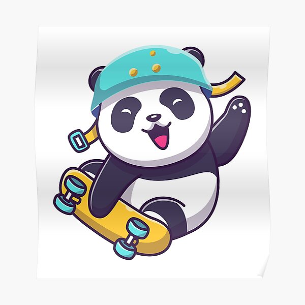 "Panda Skateboarding" Poster by renju1902 | Redbubble