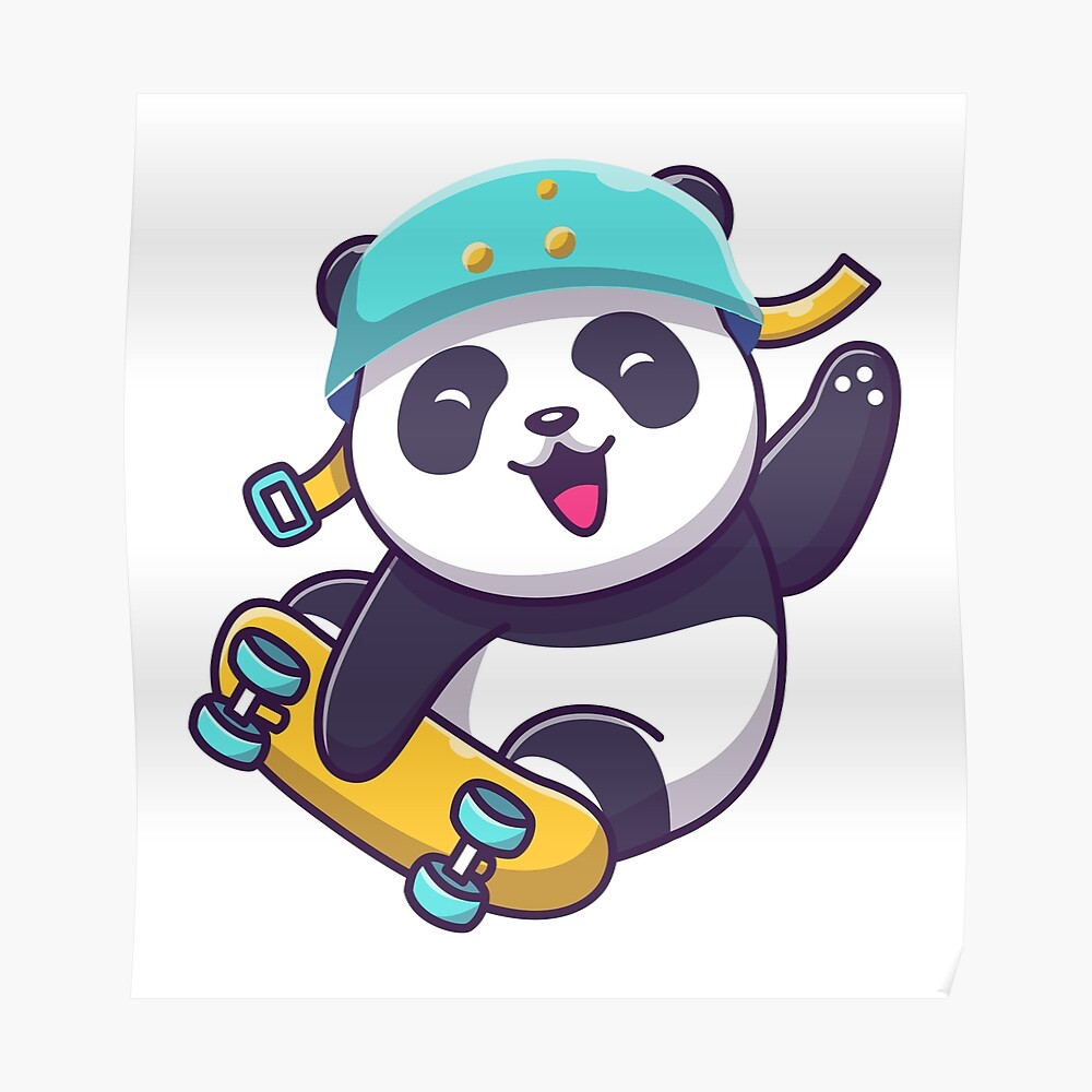 bon zadel Structureel Panda Skateboarding" Sticker for Sale by Vector Scout | Redbubble