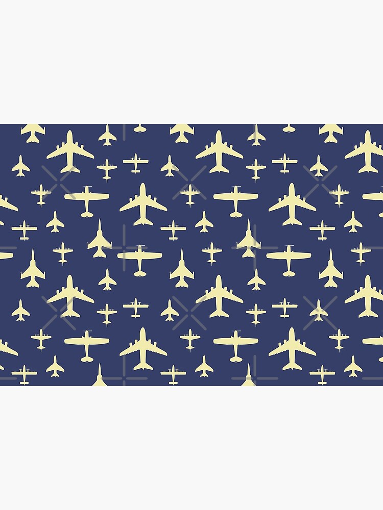 Fly Past Aeroplanes Navy Blue and Beige Pattern by CreativeTwins