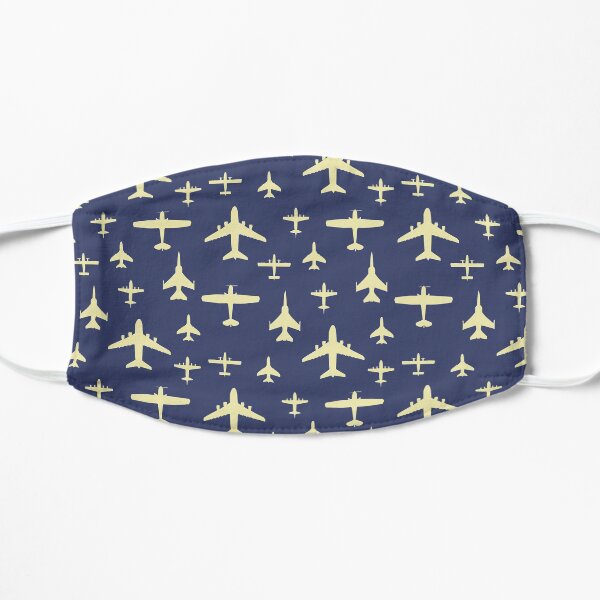 Fly Past Aeroplanes Navy Blue and Beige Pattern Mask