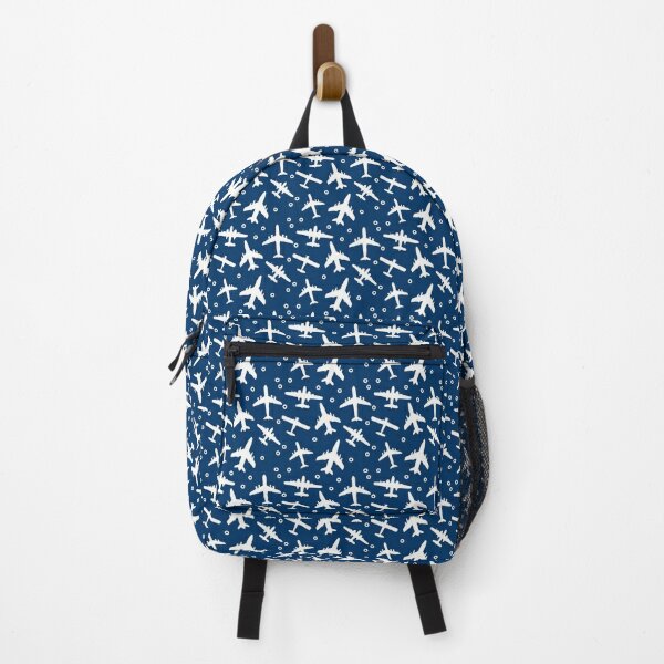 Disover Blue and White Aeroplanes Silhouette Pattern | Backpack