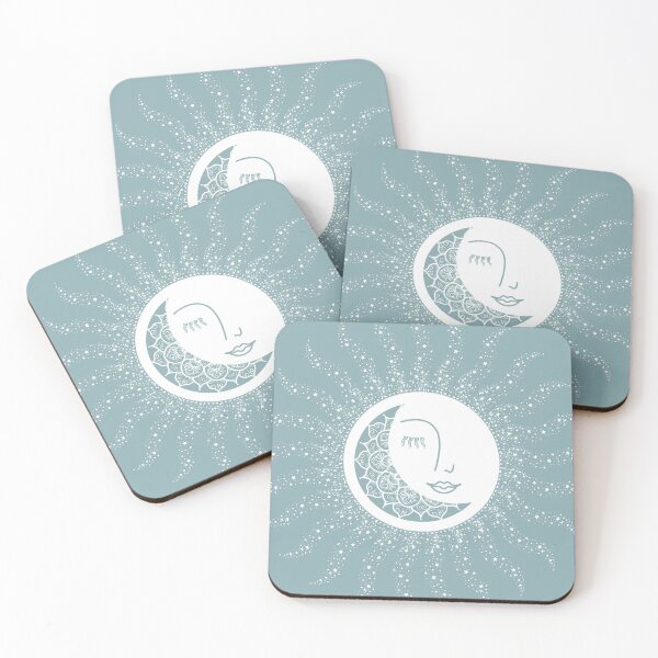 Item preview, Moon Art, Teal, Mandala, Moon and Stars Art designed and sold by meggydesigns.