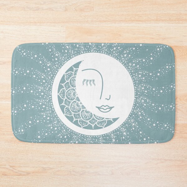 Item preview, Moon Art, Teal, Mandala, Moon and Stars Art designed and sold by meggydesigns.