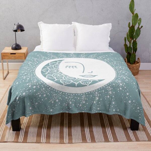 Item preview, Moon Art, Teal, Mandala, Moon and Stars Art designed and sold by meggydesigns.