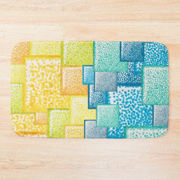 Item preview, Blue and yellow abstract squares pattern pointillism painting designed and sold by MitoP.