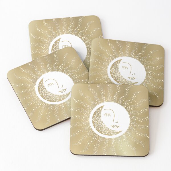 Item preview, Moon Art, Gold, Mandala, Moon and Stars Art designed and sold by meggydesigns.