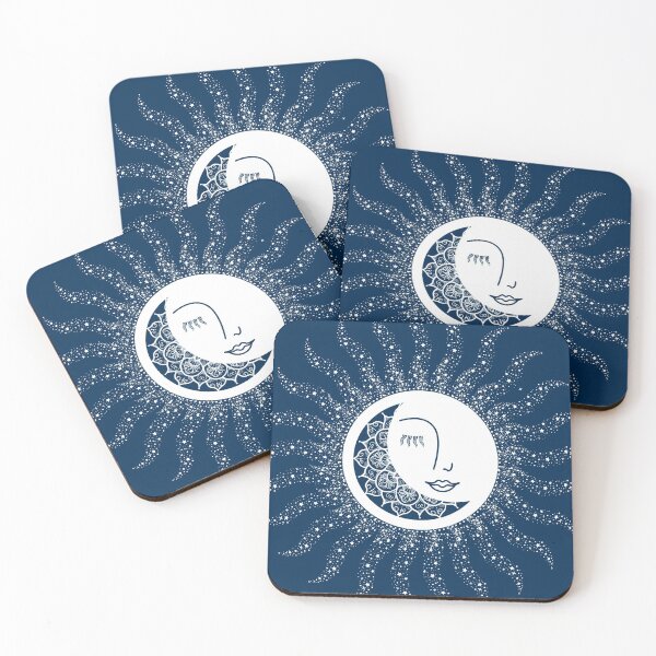 Item preview, Moon Art, Navy Blue, Mandala, Moon and Stars Art designed and sold by meggydesigns.