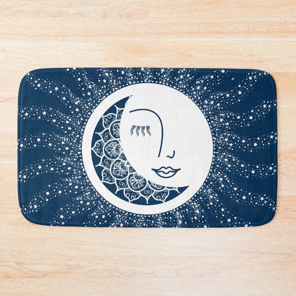 Item preview, Moon Art, Navy Blue, Mandala, Moon and Stars Art designed and sold by meggydesigns.