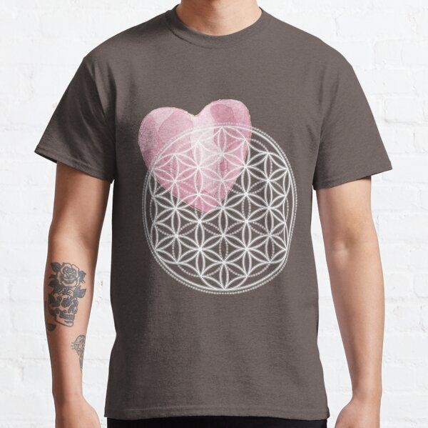 Flower of Life with Watercolor Heart - Sacred Geometry Classic T-Shirt
