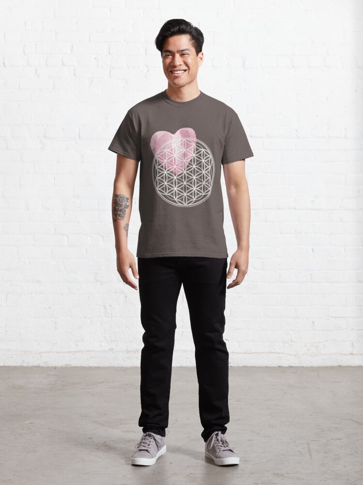 Alternative Ansicht von Blume des Lebens mit Aquarell-Herz - Heilige Geometrie Classic T-Shirt