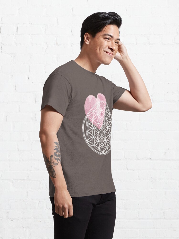 Alternative Ansicht von Blume des Lebens mit Aquarell-Herz - Heilige Geometrie Classic T-Shirt