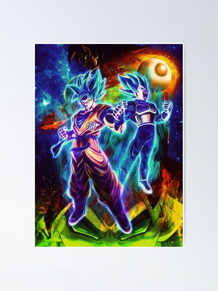 Dragon Ball Super Poster Goku and Vegeta SSJ Blue 18inx12 in Free Shipping